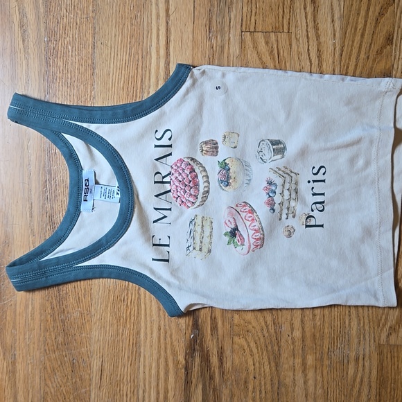 BN RSQ 'Le Marais' dessert pastry print ringer baby tank - Picture 1 of 4